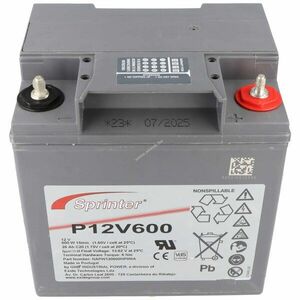 Exide Sprinter P12V600 12V 24000mAh akku M6 csavaros csatlakozás VdS AGM ólom-zselés kép