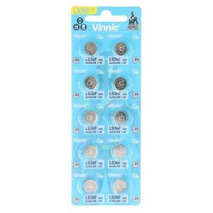 VINNIC AG9 L936 SR936 SR45 394 524 RW33 1, 5V 66mAh gombelem 10db/csomag Alkaline kép