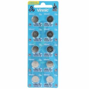 VINNIC LR55 V8GA 191 80 LR1120 LR1121 LR4230 gombelem 1, 5V 35-42mAh 10db/csomag Alkáli kép