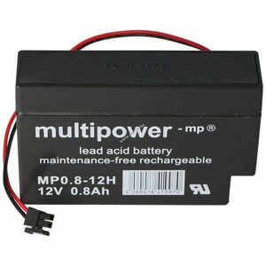 Multipower MP0.8-12H 12V 800mAh Molex 43025-200 fekete csatlakozó akku AGM ólom-zselés kép