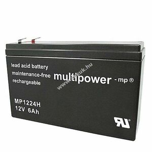 Multipower MP1224H 12V 6Ah Faston 6, 3mm AGM akku ólom-zselés kép
