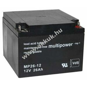 Multipower MP26-12 12V 26Ah M5 csavaros csatlakozás AGM ólom-zselés kép