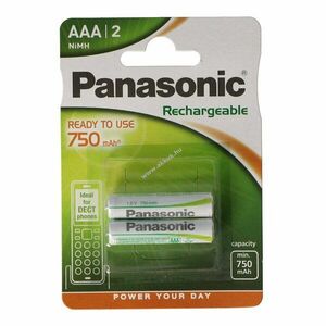 Panasonic AAA (Micro) akku 1, 2V 800mAh 2db/csomag NiMH DECT telefon kép