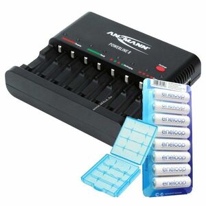 Panasonic eneloop HR-3UTGB AA Mignon ceruza 8db/csomag akku + Ansmann Powerline 8 töltő USB NiMH kép