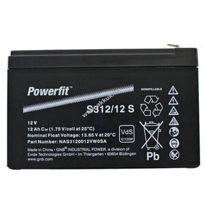 Exide Powerfit S312/12S akku 12V 12Ah AGM ólom-zselés kép