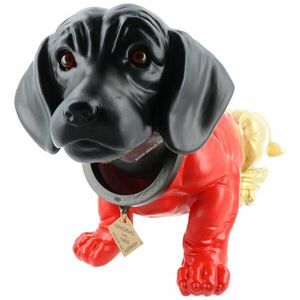 Eredeti Rakso Wackeldackel Deutschland nagy 30cm x 18, 5cm fekete-piros-arany Made in Germany kép