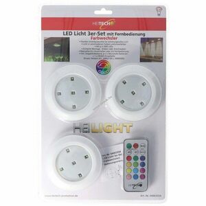 Heitech 3db/csomag LED alávilágítás távirányítóval, 3x AAA és 1x CR2025 elem kép