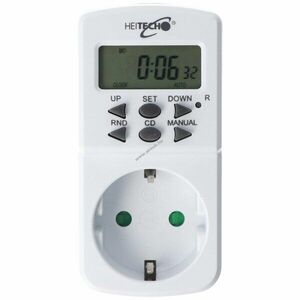 Heitech digitális mini heti időkapcsoló gyerekzárral 230V 16A 1800W 10 program kép
