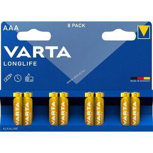 Varta Longlife AAA (mikro) LR03 1.5V 8db/csomag hagyományos elem alkáli kép