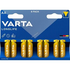 Varta Longlife AA Mignon ceruza LR06 1.5V 8db/csomag hagyományos elem alkáli kép