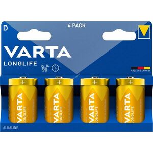 Varta Longlife D (góliát) 1, 5V 4db/csomag hagyományos elem alkáli kép
