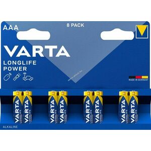 Varta Longlife Power AAA (mikro) 1.5V 8db/csomag hagyományos elem alkáli kép