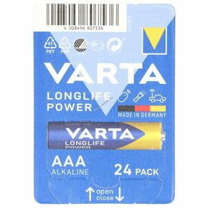 Varta Longlife Power LR03 AAA (mikro) 1, 5V 24db/csomag hagyományos elem alkáli kép