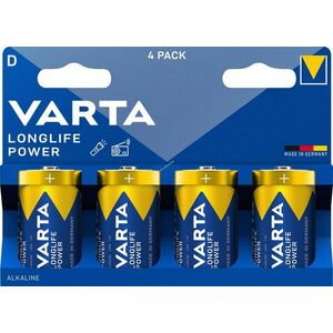 Varta Longlife Power D (góliát) 1.5V 4db/csomag hagyományos elem alkáli kép