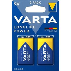 Varta Longlife Power 6LR61 9V hagyományos elem 2db/csomag alkáli kép