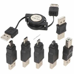 Heitech USB adapter készlet 7db/csomag feltekerhető hosszabbító 75cm kép