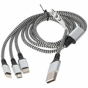 Heitech univerzális 3in1 töltőkábel Apple/USB-C/Micro-USB 1m 5V 2A TPE alumínium kép