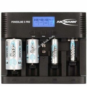 Ansmann Powerline 5 Pro univerzális LCD gyorstöltő AAA AA C D 9V USB NiMH/NiCd kép