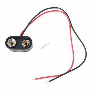 9V blokk T-forma elemtartó 150mm vezetékkel magas minőség kép