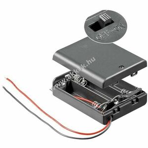 Elemtartó 3x AA Mignon ceruza LR6 4, 5V kábellel és csatlakozóval kép