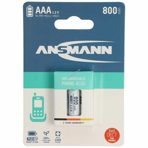 Ansmann DECT-telefon AAA (mikro) akku 1, 2V 800mAh 3db/csomag NiMH kép