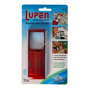 Nagyító LED világítással 3x nagyítás piros 2db lítium elem CR1130 csomag kép