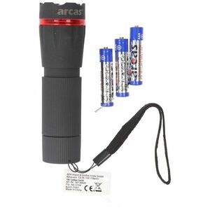 Arcas 1W LED zoom zseblámpa 60lm 3xAAA (mikro) elemmel fekete kép
