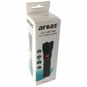 Arcas 3 az 1-ben LED zseblámpa fekete alu ház kihúzható COB fehér+piros fény extra erős mágnes kép
