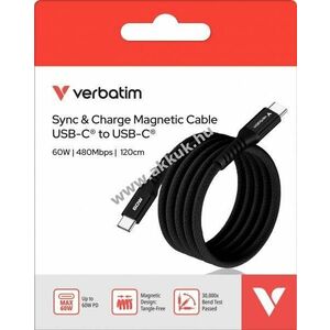 Verbatim USB-C/USB-C Sync&Charge töltőkábel 1, 2m 60W 480MBit/s mágneses fekete kép