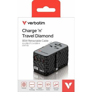 Verbatim Charge'n'Travel GaN III univerzális utazóadapter 85W kép