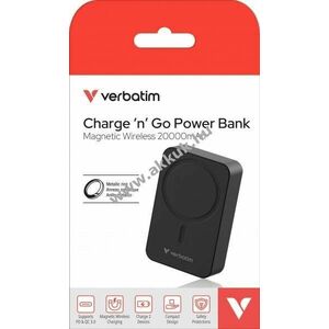 Verbatim Akku Powerbank 20000mAh mágneses vezeték nélküli USB-C QC-PD 3.0 1db/csomag Li-Polymer kép