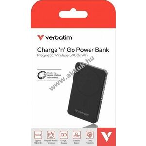 Verbatim MCP-5GN powerbank akku 5000mAh mágneses vezeték nélküli USB-C QC-PD3.0 Li-Polymer kép