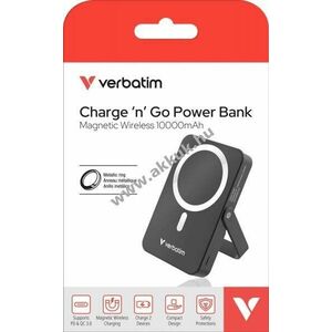 Verbatim Charge'n'Go akku powerbank 10000mAh 15W Magnetic USB-C PD3.0 fekete 1db/csomag Li-Polymer kép