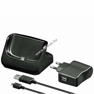USB dokkoló Samsung Galaxy S3 fekete mobiltelefon töltő 100-240V tápegységgel és USB kábellel kép