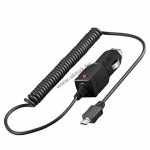 Autós töltőkábel 12V 1000mA micro-USB mobiltelefon spirálkábel LED kép