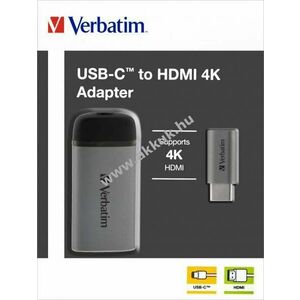 Verbatim USB 3.1-C/HDMI adapter 4K ezüst kábel 10cm 1db/csomag kép