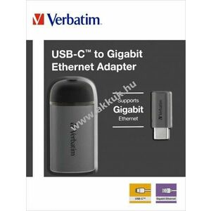 Verbatim USB 3.1-C Gigabit RJ45 adapter ezüst kábel 10cm csomag kép