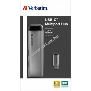 Verbatim USB-C multiport hub 4x USB-A USB 3.2 Gen.1 15cm ezüst csomag kép