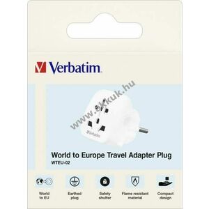 Verbatim univerzális utazó adapter WTEU-02 100-250V 50/60Hz fehér kép