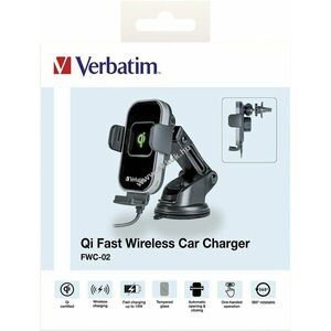 Verbatim FWC-02 gyors vezeték nélküli autós 9V/12V Qi USB A-C 1m fekete töltő kép
