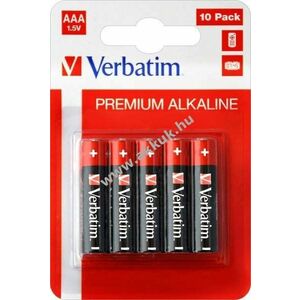 Verbatim AAA LR03 mikro hagyományos elem 1.5V 10db/csomag Premium alkáli kép