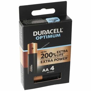 Duracell Optimum AA Mignon ceruza 1.5V LR6/LR06 MX1500 4db/csomag okosotthon elem alkáli kép