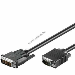 DVI-I/VGA FullHD kábel 1m DVI-I (12+5) dugó VGA (D-SUB 15) dugó fekete kép
