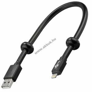 USB 2.0 Lightning töltő- és szinkron kábel hattyúnyak tartó iPhone iPad tablet 30cm fekete kép