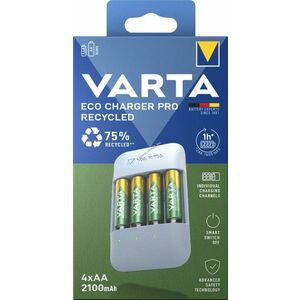 Varta Recharge Recycled AA Mignon ceruza akku 1.2V 2100mAh 4db/csomag töltővel NiMH kép