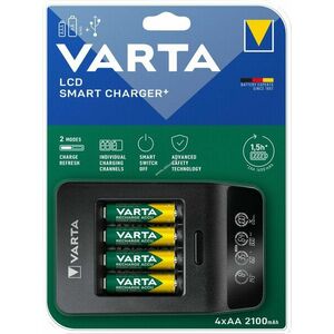 Varta LCD Smart Charger USB töltő + 4x AA Mignon ceruza 2100mAh akku NiMH kép