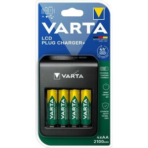 Varta univerzális hálózati töltő LCD USB + 4db AA Mignon ceruza 2100mAh akku NiMH kép