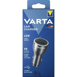 Varta autós töltő 45W 1x USB-A QC 1x USB-C PD antracit 1db/csomag kép