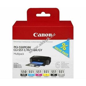 Eredeti Canon tinta multipack PGI-550PGBK/CLI-551BK/551C/551M/551Y/551GY nyomtató kép