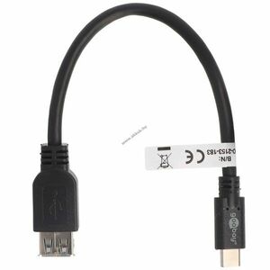 USB-C dugó USB A (USB 3.0) aljzat kábellel 20cm fekete kép